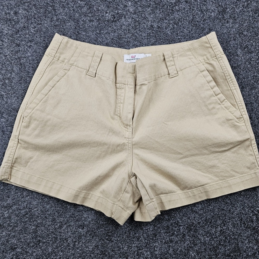 Vineyard Vines Chino Shorts Women's Size 8 Khaki Stretch Flat Front Casual